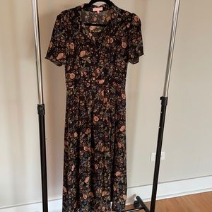 Black Floral Midi Dress